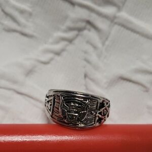 Silver Men's Ring with Intricate Design